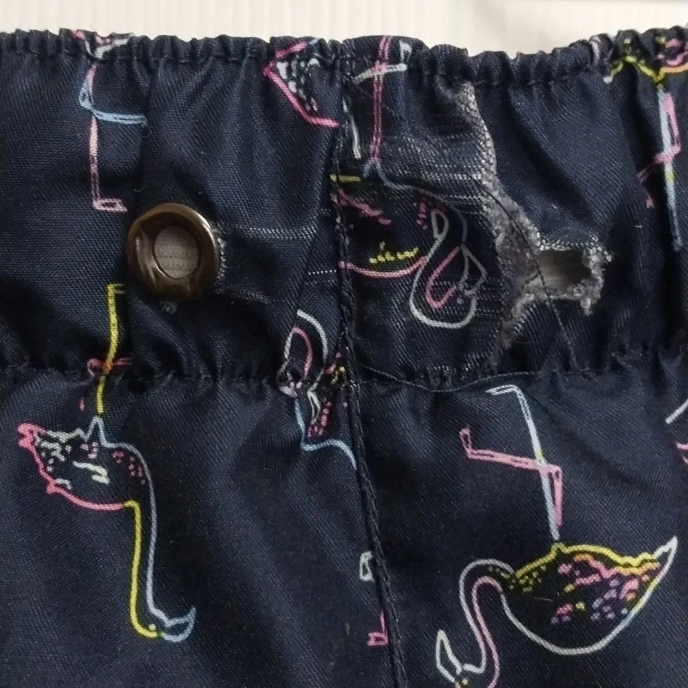 City Streets navy flamingo swim trunks, large 14/16